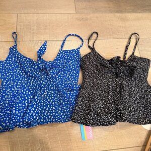 SHEIN WOMENS CROP TOPS SUMMER SHIRTS BLUE AND BLACK NEW XS